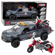 Samochody i pojazdy dla dzieci - Samochód Pickup Z Motorem Światłą Dźwięki Szary 1:12 LEAN Toys - miniaturka - grafika 1