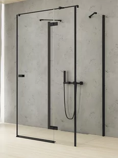 New Trendy Czarna kabina prysznicowa przyścienna 80x90 prawa EXK-5002 Reflexa Black - Kabiny prysznicowe - miniaturka - grafika 1