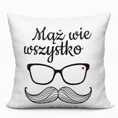 Poszewki na poduszki - Poszewka dekoracyjna MĄŻ WIE WSZYSTKO VELVET 40x40 cm - miniaturka - grafika 1
