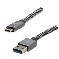 Kable komputerowe i do monitorów - Logo USB kabel (3.2 gen 1), USB A M - 1m, 5 Gb/s, 5V/3A, szary, box, metalowy oplot, aluminiowa osłona złącza - miniaturka - grafika 1