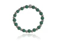 Pierścionki - Pierścionek na gumce turkusowo zielone koraliki p0397 - 0,6g. - miniaturka - grafika 1