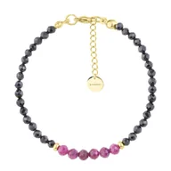 Bransoletki - Bransoletka z czarnymi turmalinami i różowymi rubinami. - miniaturka - grafika 1