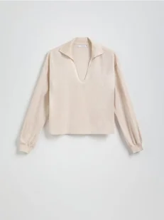 Reserved - Sweter z kołnierzykiem - kremowy - Swetry damskie - miniaturka - grafika 1