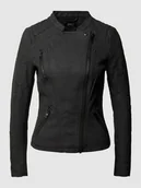 Kurtki damskie - Kurtka w stylu Biker z materiału skóropodobnego - miniaturka - grafika 1