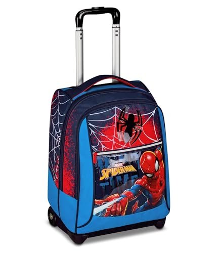 Seven Spiderman Big Wózek Szkolny Szkolny, Niebieski, 2 w 1, Podwójne Zastosowanie, Wózek i Plecak, Plecak do szkoły podstawowej, dla dzieci, Niebieska, Blu, Casual