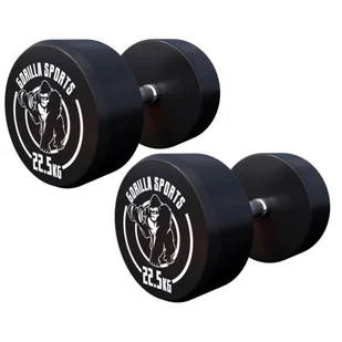 Hantla stała Gorilla Sports żeliwna gumowana 2x22,5 kg - Hantle i ciężarki - miniaturka - grafika 1