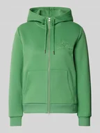 Bluzy damskie - Bluza rozpinana z wyhaftowanym logo - miniaturka - grafika 1