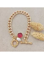 Bransoletki - Nakkash Pozłacana bransoletka z kryształem - miniaturka - grafika 1