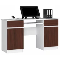 Biurka - BIURKO KOMPUTEROWE A5 135 cm BIAŁE / WENGE - miniaturka - grafika 1