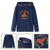 Bluzy dla dziewczynek - Bluza dziecięca z kapturem - granatowy melanż i pomarańcz - 128 - Bluza Dziewczęca - miniaturka - grafika 1