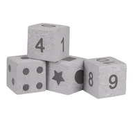 Zabawki do kąpieli - KiddyMoon Miękkie klocki 14cm jasnoszary druk 4 Zabawka klocki z pianki - miniaturka - grafika 1