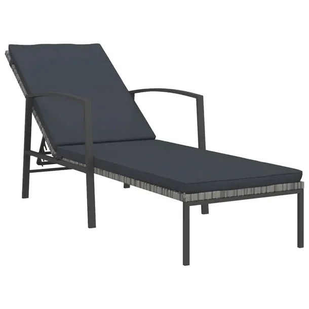 Leżak ogrodowy z regulowanym oparciem, szary, 195x60x(53-95) cm