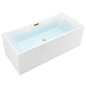 Wanny - Wanna wolnostojąca prostokątna przelew i korek złoty szczotkowany 150 cm Santa Hydrosan - miniaturka - grafika 1