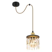 Lampy sufitowe - Globo Comma 15533H lampa wisząca zwis 1x40W E27 czarna/złota - miniaturka - grafika 1