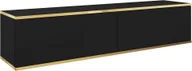 Szafki RTV - Wisząca szafka RTV - Nowoczesny design z funkcją push-to-open. Kolor: CZARNY, D: dł. 135 cm, wys. 30 cm, gł. 32 cm. Szafka pod telewizor, szafka pod telewizor, szafka wisząca pod telewizor, szafka wisząca ścienna - miniaturka - grafika 1