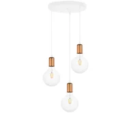 Lampy sufitowe - Żyrandol na lince MIROS 3xE27/60W/230V okrągły biały/miedź - miniaturka - grafika 1
