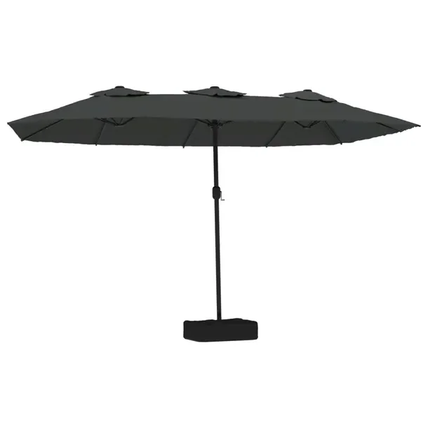 Podwójny Parasol Ogrodowy z Mechanizmem Korbowym, Antracytowo-Ciemnoszary,