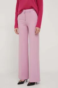 Joop! spodnie damskie kolor różowy szerokie high waist - Spodnie damskie - miniaturka - grafika 1