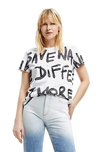 Desigual Damska koszulka z krótkim rękawem, biały, S - Koszulki i topy damskie - miniaturka - grafika 1