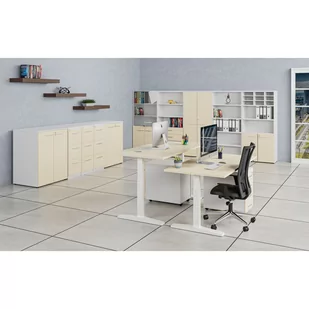 Szafa biurowa wąska PRIMO WHITE, 1781 x 400 x 420 mm, biały/brzoza - Szafy biurowe - miniaturka - grafika 3