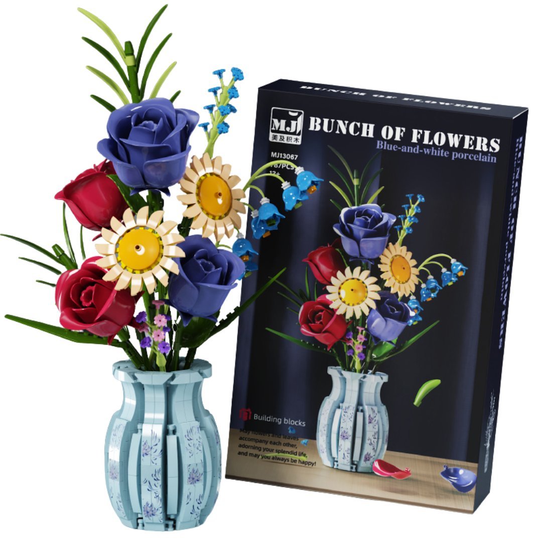 Bukiet kwiatów w wazonie 787el.- Kwiaty Klocki plastikowe konstrukcyjne MJI 13067 MOC