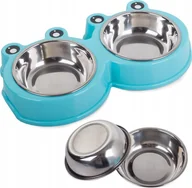 Miski dla psów - Przyjaciele MISKA PODWÓJNA DLA PSA KOTA METALOWA 0,3L x 2 - miniaturka - grafika 1