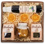 Zestawy upominkowe - Kosz Prezentowy Z Herbatami, Cytrynami W Syropie I Naturlanym Syropem - miniaturka - grafika 1