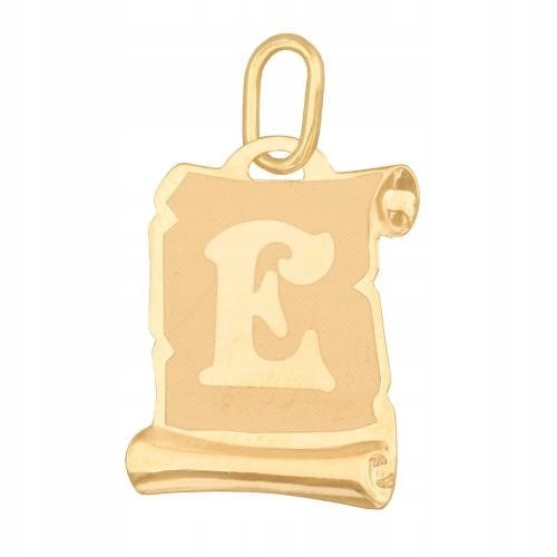 Złota Przywieszka 585 Literka E Papirus 0.50 g Rodium