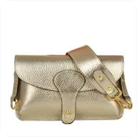 Torebki damskie - Vera Pelle Mała torebka złota listonoszka skóra nat metaliczna - miniaturka - grafika 1