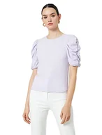 Koszulki i topy damskie - Koton Koszulka damska Shirred Sleeve Crew Neck, fioletowy (363), XS - miniaturka - grafika 1