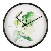 Zegary - Zielono-biały zegar w czarnej ramie Karlsson Monstera, ø 26 cm - miniaturka - grafika 1
