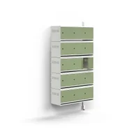 Szafki na buty - Szafka na buty ENTRY, moduł dodatkowy, naścienna, 15 metalowych drzwi, 1800x900x300 mm, biały/zielon - miniaturka - grafika 1