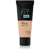 Pudry do twarzy - Maybelline New York Make-Up Fit Me, matowa & poreless 118 Light Beige, 1er Pack (1 X 30 ML) 3600531369392 - miniaturka - grafika 1