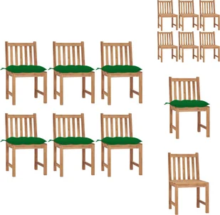 vidaXL Krzesła ogrodowe 6 szt. z poduszką z litego drewna tekowego - Krzesła ogrodowe - Fotele i krzesła ogrodowe - miniaturka - grafika 1