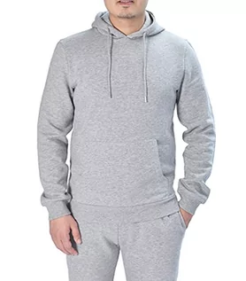 Swetry męskie - M17 Męska bluza z kapturem na co dzień bluza z kapturem sweter klasyczna prosta kurtka z długim rękawem z kieszenią (L, Grey Marl), grey marl, XL - grafika 1