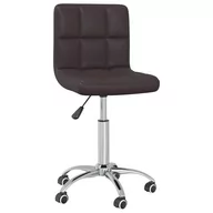 Krzesła - vidaXL Obrotowe krzesło stołowe, brązowe, obite sztuczną skórą - miniaturka - grafika 1
