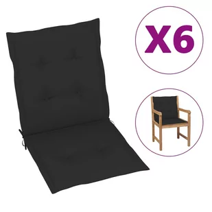 vidaXL Poduszki na krzesła ogrodowe, 6 szt., czarne, 100x50x4 cm - Poduszki ogrodowe - miniaturka - grafika 1