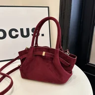 Torebki damskie - Mała zamszowa torebka - Bordowy - miniaturka - grafika 1