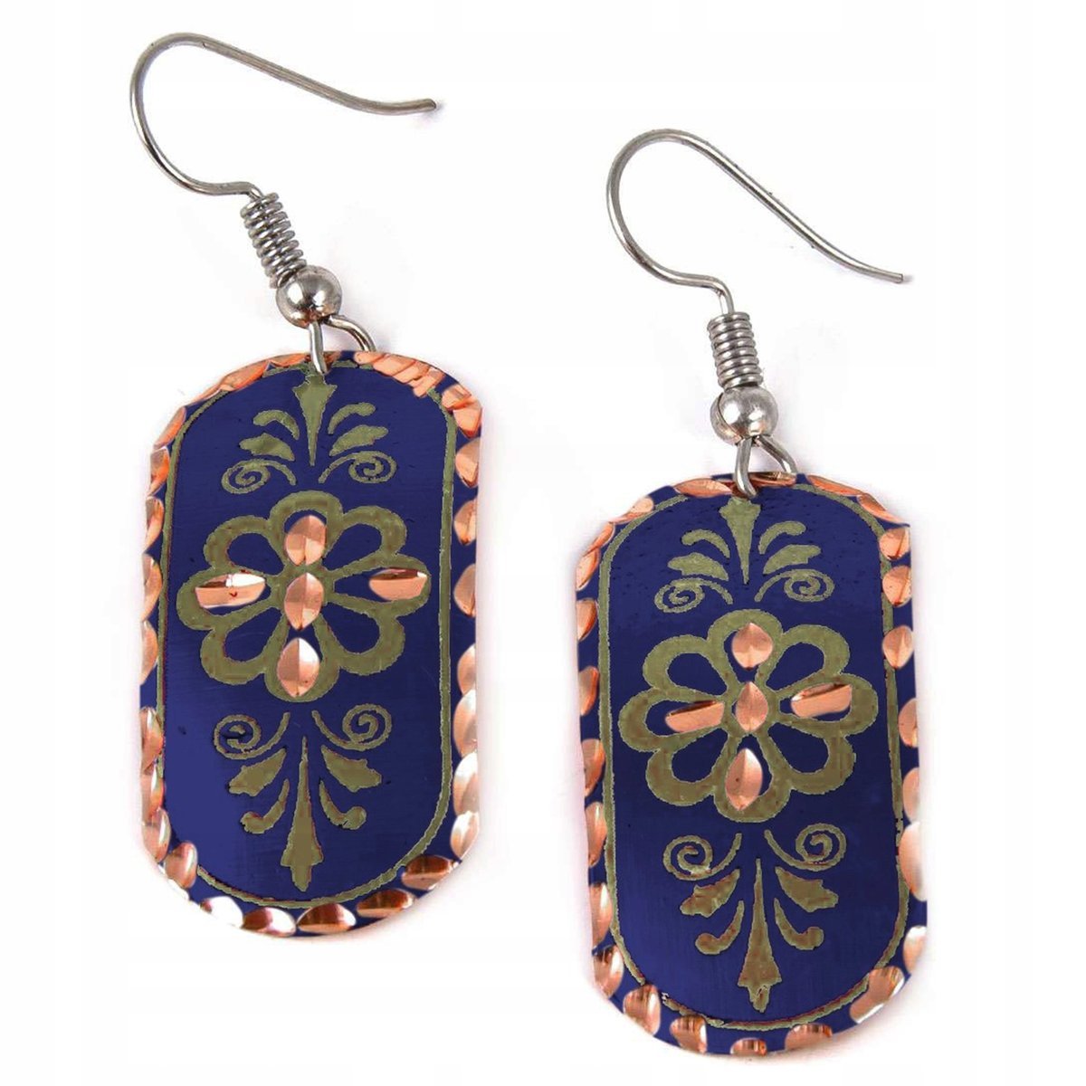 Kolczyki Han Made Kwiat Boho Miedziane Biżuteria Dla Kobiety Orientalne