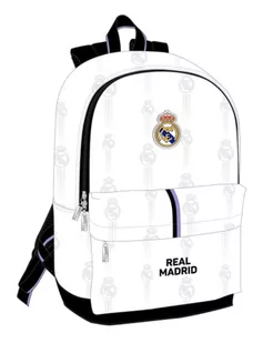 safta Plecak szkolny dla dzieci, uniseks, możliwość dopasowania do walizki na kółkach Real Madrid 1. Wyposażenie 22/23, 310 x 150 x 470 mm, czarny, biały, Estándar, czarny i biały, Standard - Plecaki szkolne i tornistry - miniaturka - grafika 1