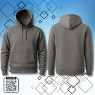 Bluzy męskie - Bluza uniwersalna typu kangurka z kapturem bez nadruku rozmiar M szary 320g bawełny - miniaturka - grafika 1