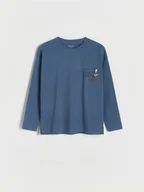 Bluzki dla chłopców - Reserved - Longsleeve z nadrukiem - granatowy - miniaturka - grafika 1