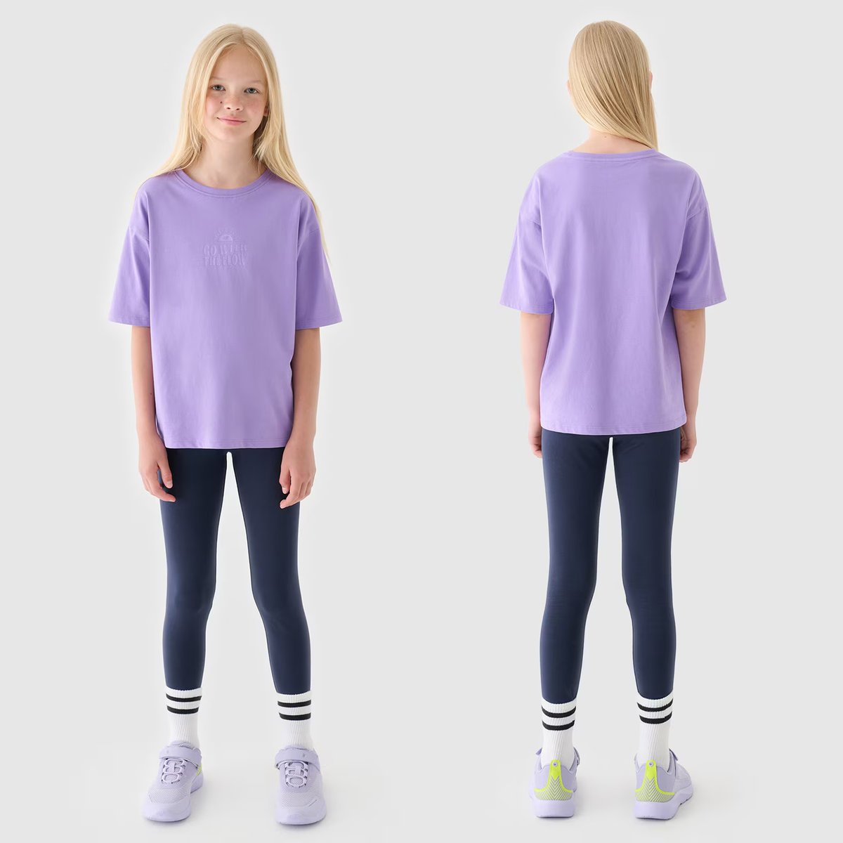 Legginsy Dziewczęce Spodnie 4F Dzianinowe Granatowe 4FJRAW24TTIGF239 Granatowy 122