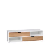 Szafki RTV - Szafka RTV IW-10 Iwa GIB Meble Biały Mat, Dąb Złoty - miniaturka - grafika 1