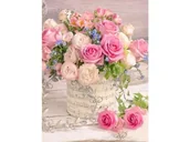 Rękodzieło - Haft Diamentowy, Obraz, Mozaika Diamentowa Diamond Painting, DELIKATNE RÓŻE 30x40cm - miniaturka - grafika 1