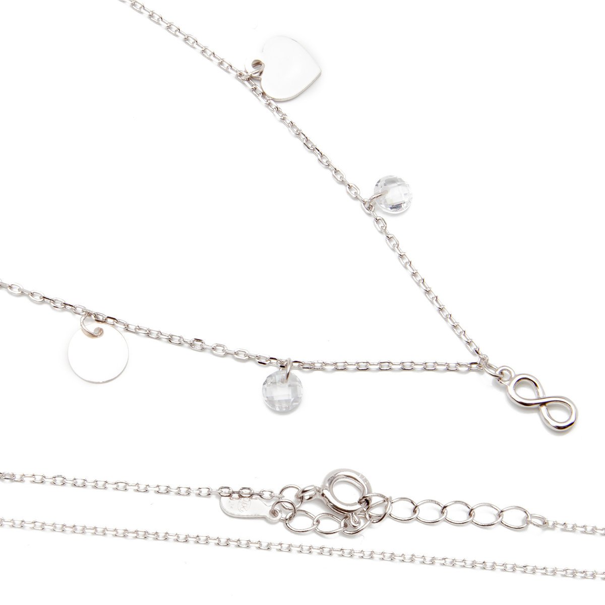 Srebrny naszyjnik nieskończoność z serduszkiem
