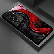 Etui i futerały do telefonów - TEMU Etui na telefon: Czarno-Czerwona Fuzja Płynny Sen Hartowane Szkło Etui dla Galaxy S25/S24/S23/S21/S20/Note - miniaturka - grafika 1