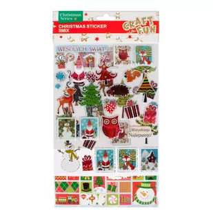 Craft with Fun Ozdoba Bn Naklejki 3mix 16x29 12/288 - Ozdoby bożonarodzeniowe - miniaturka - grafika 1