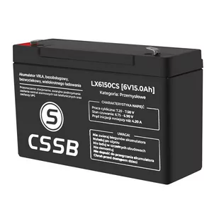Akumulator żelowy CSSB 6V 15Ah - Zabawki zdalnie sterowane - miniaturka - grafika 1