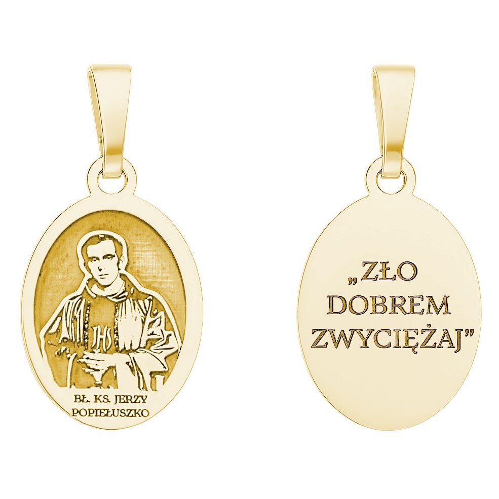 Medalik srebrny Ag 925 pozłacany Bł. Ks. Jerzy Popiełuszko MDC057G